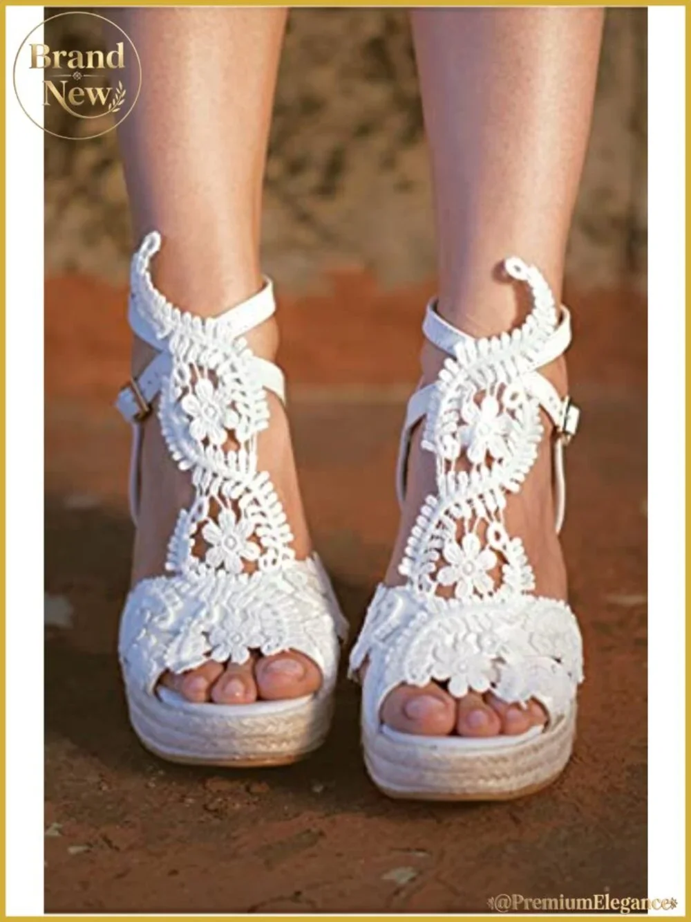 Women's Platform Sandals Wedge Open Toe Ankle Strap PU Leather Wedding Shoes